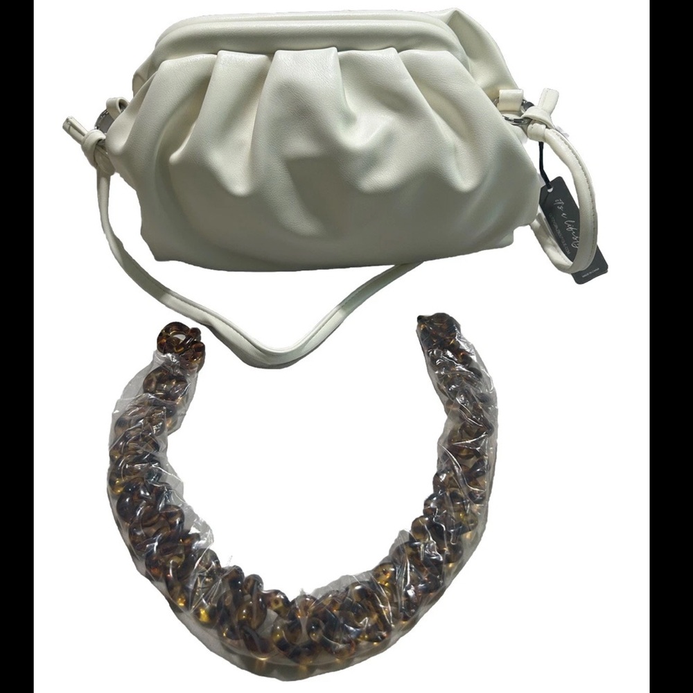 NWT GLITZY Brand Mid Sized Creamy White Handbag With Interchangeable Straps